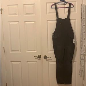 Black denim overalls